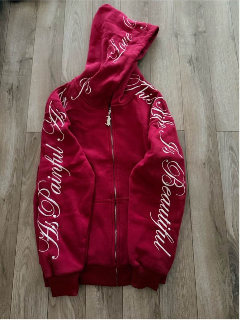 Rare Phora Yours Truly Love Yourself Zip-up Hoodie with White Embroidered Script